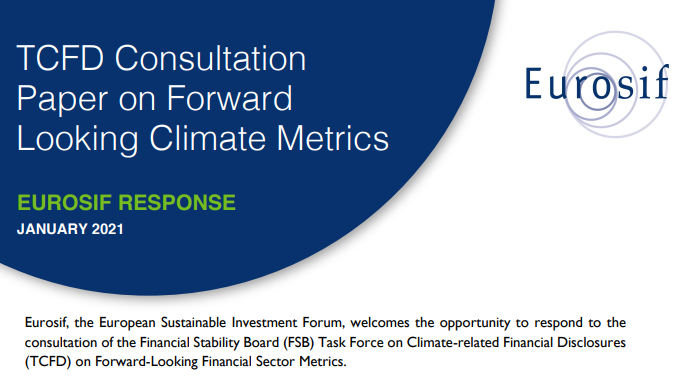 Eurosif responds to the the FSB Task Force on Climate-related Financial Disclosure (TCFD) public consultation