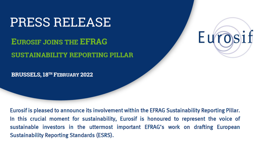Press release – Eurosif joins the EFRAG Sustainability Reporting Pillar