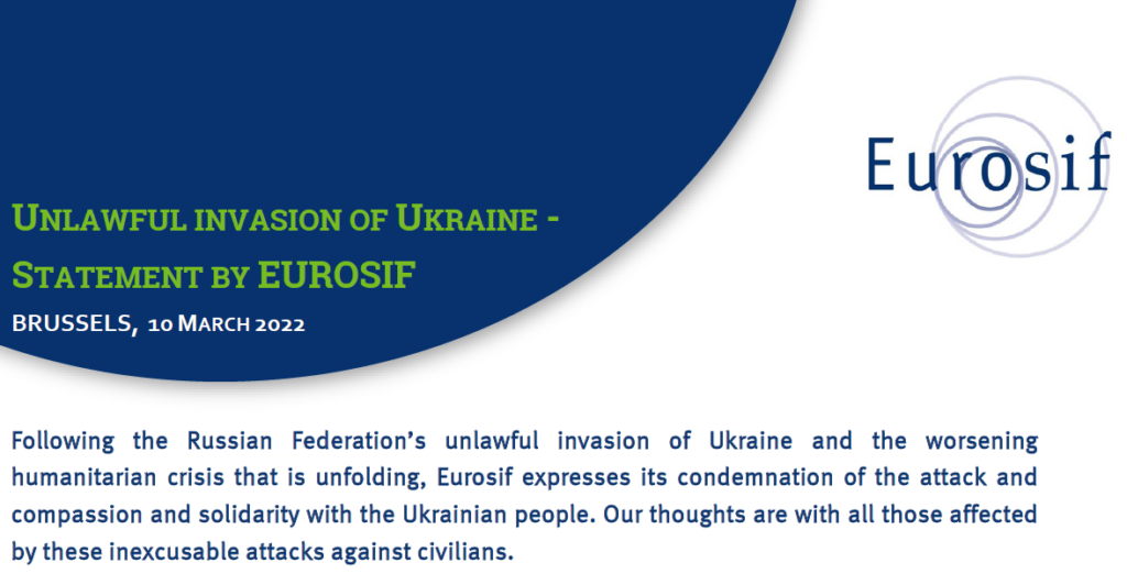 Eurosif statement on the Russian Federation’s unlawful invasion of Ukraine
