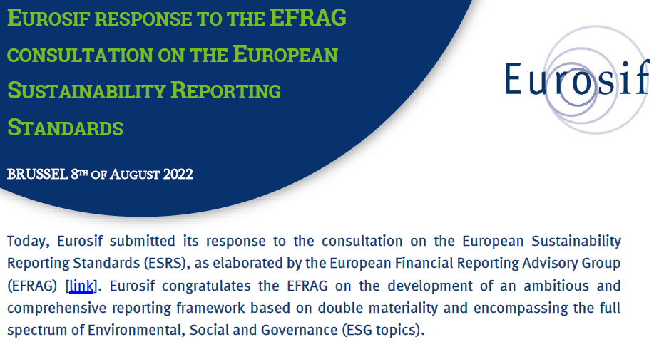 Eurosif response to the EFRAG consultation on the ESRS
