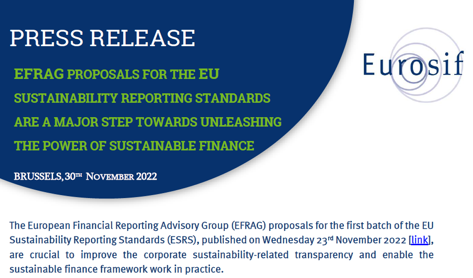 EFRAG draft ESRS are a major step towards unleashing the power of sustainable finance