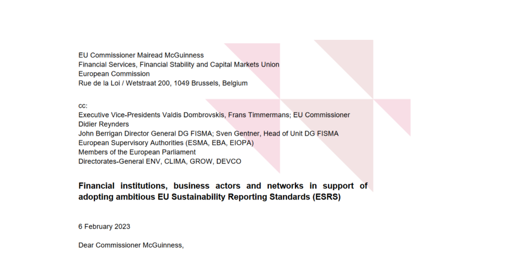 Joint Open Letter on EU Sustainability Reporting Standards