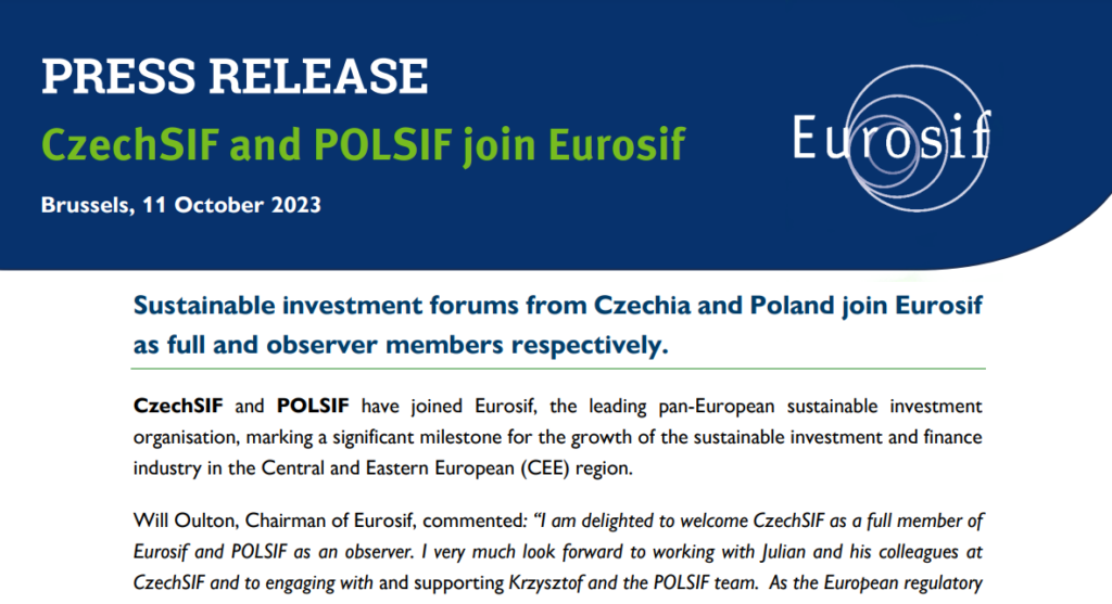 CzechSIF and POLSIF join Eurosif