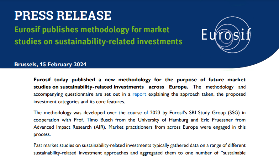 Eurosif publishes new SRI methodology