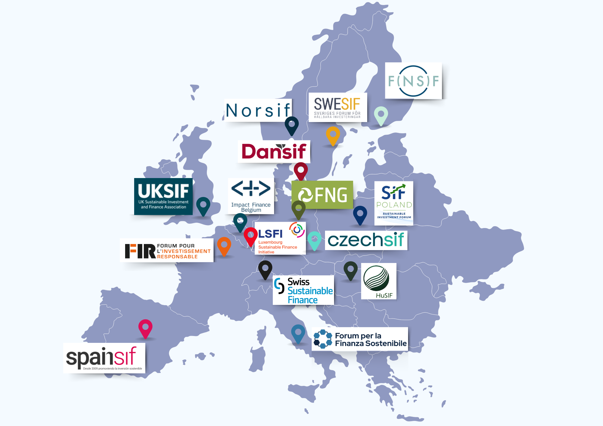 Map of Eurosif's members and observers