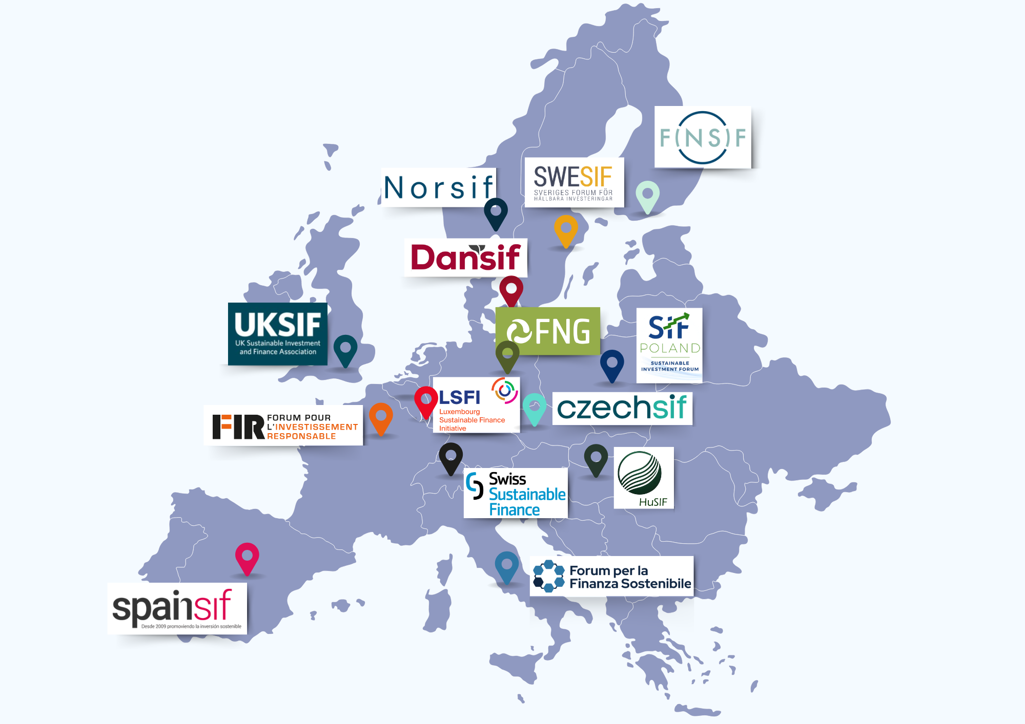 2026.03 Eurosif map Map of Eurosif's members and observers