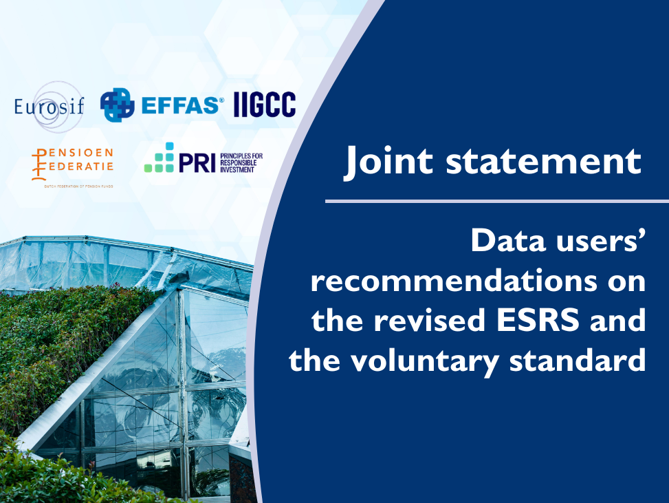 Joint recommendations from users of sustainability data on the European Commission’s revised ESRS and voluntary standard delegated acts